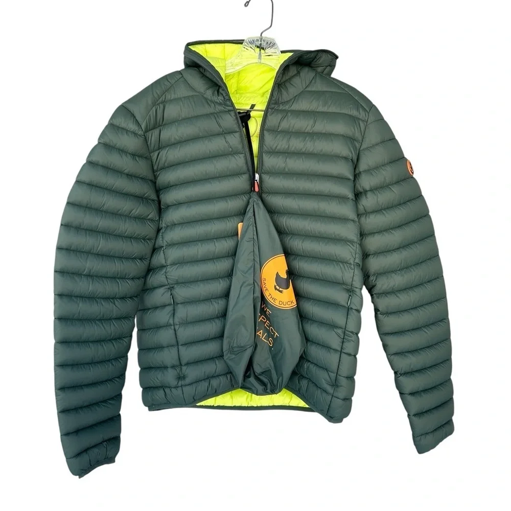 NWT Save the Duck Hooded Packable Puffer Jacket - Men’s Medium - Hunter Green